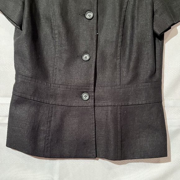 Louben Black Linen Short Sleeve Suit Jacket - Picture 4 of 9